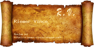Riemer Vince névjegykártya